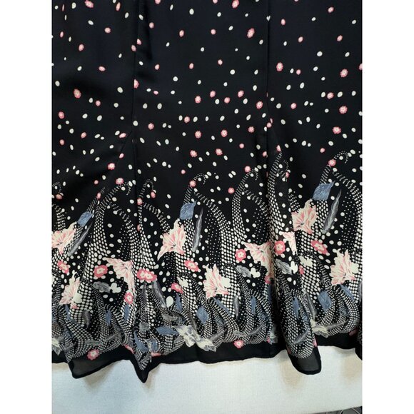 Dressbarn Women's Mini Dress Summer Size 14W Black Floral Sleeveless Stretch - Picture 7 of 14